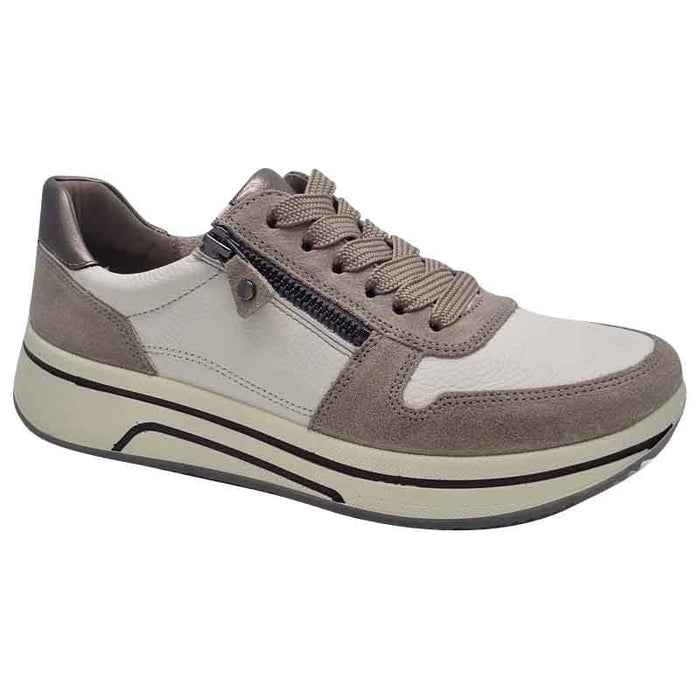 Ara Womens CREAM / 4UK Ara Womens Cream Lace Up Side Zip Sapporo Sneaker 12-27540-95