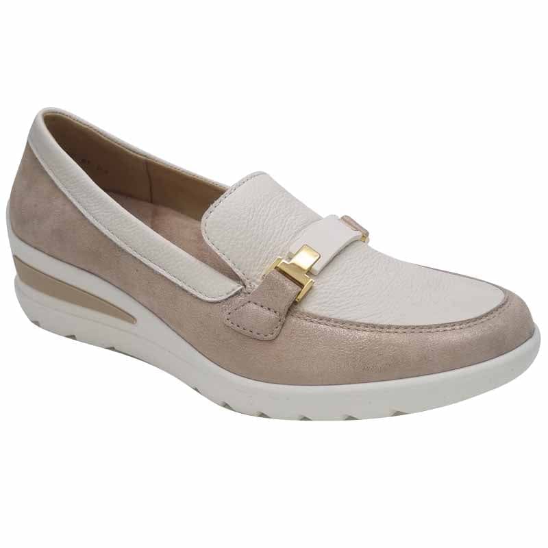 Ara Womens CREAM / 4UK Ara Womens Cream Slip On Leather Zürich Court Shoes 12-50630-05