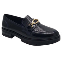 Ara Womens NAVY / 4UK Ara Womens Navy Slip On Leather Wide Fit Cambridge Shoes 12-11219-14
