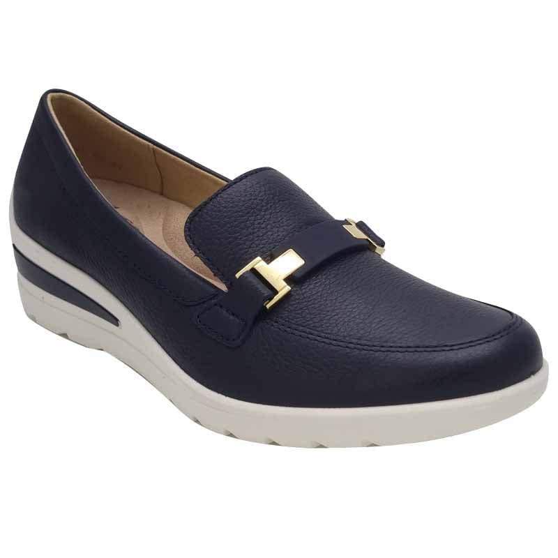 Ara Womens NAVY / 4UK Ara Womens Navy Slip On Leather Zürich Court Shoes 12-50630-02
