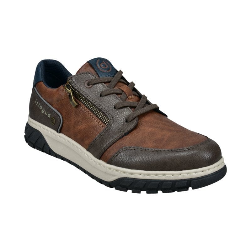 Bugatti Mens BROWN / 8UK Bugatti Mens Brown Lace Up Side Zip Trainer 321-AU901-5050