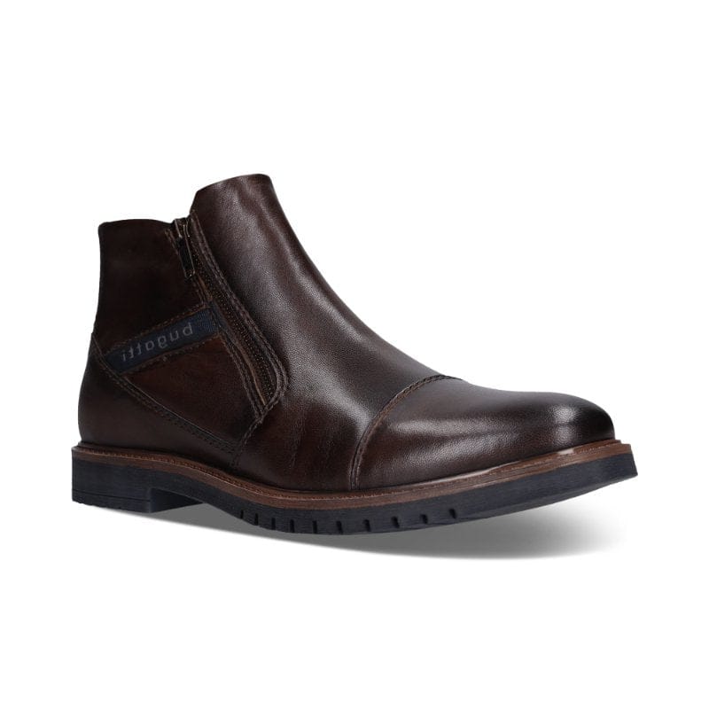 Bugatti Mens BROWN / 8UK Bugatti Mens Brown Side Zip Leather Shoes 331-8373Q-4100
