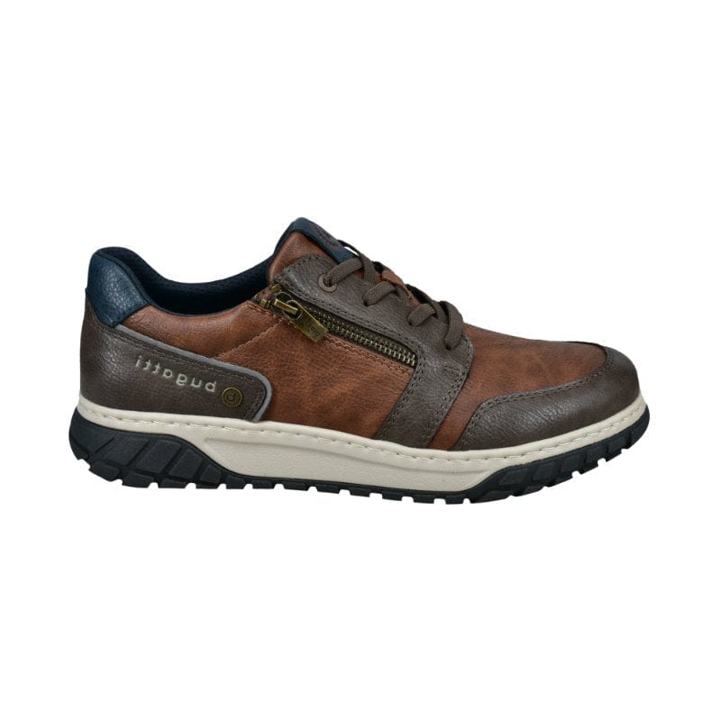 Bugatti Mens Bugatti Mens Brown Lace Up Side Zip Trainer 321-AU901-5050