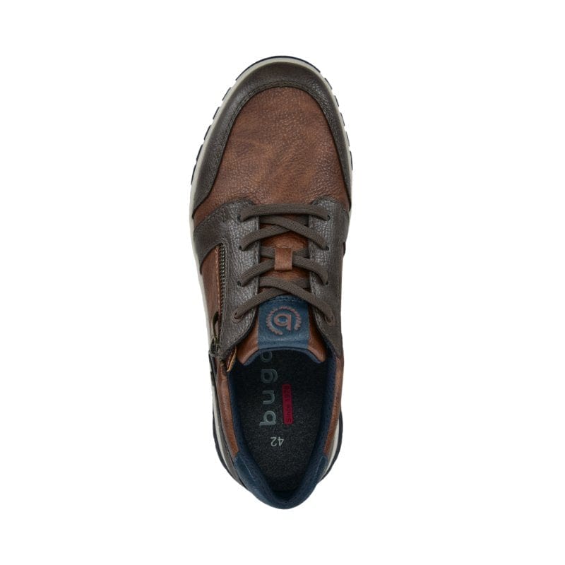 Bugatti Mens Bugatti Mens Brown Lace Up Side Zip Trainer 321-AU901-5050