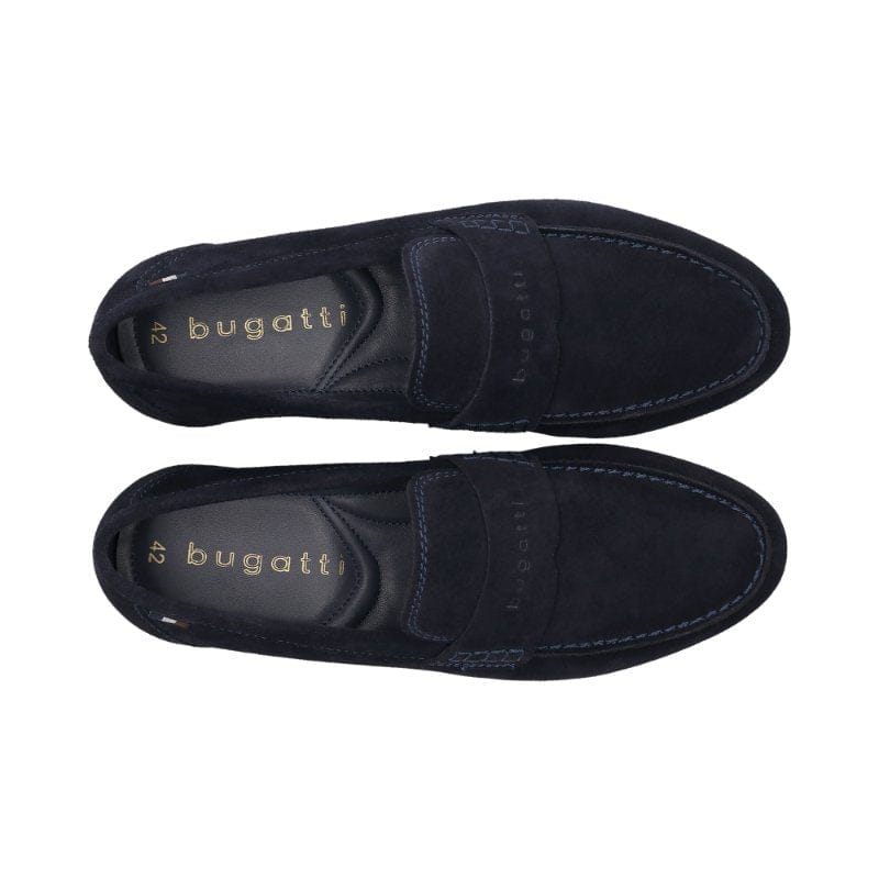 Bugatti Mens Bugatti Mens Navy Slip On Leather Trip Loafer SS26 311-AW660-1400