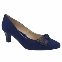 Emis Womens 3UK / NAVY Emis Womens Navy Suede Leather Court Shoe Slip On Shoe - 7705/024