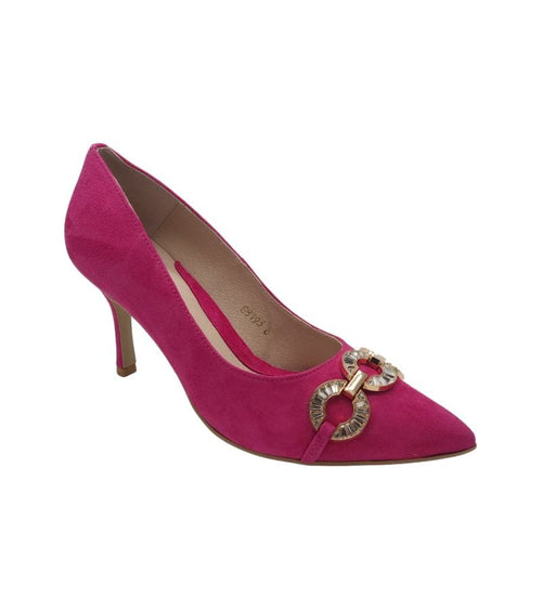 Emis Womens 4UK / PINK Emis Womens Pink Suede Leather Stiletto Slip On Shoe - Z7237-0230