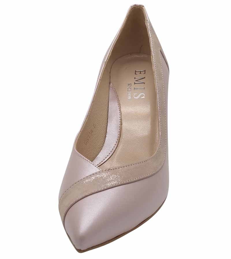 Emis Womens Emis Womens Beige Slip In Leather Court Heel Shoe S8134-821