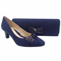 Emis Womens Emis Womens Navy Suede Leather Court Shoe Slip On Shoe - 7705/024