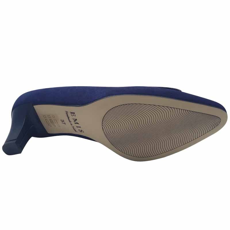 Emis Womens Emis Womens Navy Suede Leather Court Shoe Slip On Shoe - 7705/024