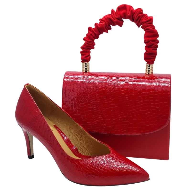Emis Womens Emis Womens Red Patent Court Shoe Slip On Shoe - 6047/821o