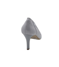 Emis Womens Emis Womens Silver Shimmer Slip In Leather Court Heel Shoe S8134-821