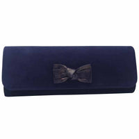 Emis Womens NAVY Emis Womens Suede Leather Navy Bow Detail Clutch Bag - T20 8276 Navy