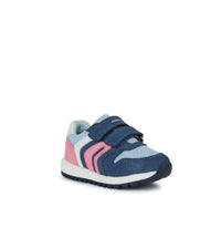 Geox Kids 5UK / NAVY Geox Infant Girls Lightweight Leather Suede Mesh Casual Trainer Alben - B453ZA