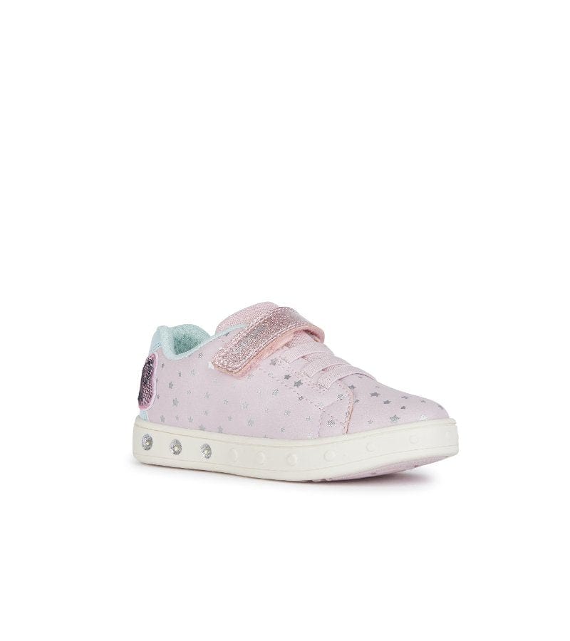 Geox Kids 8.5UK / PINK Geox Girls Slip In Pink Light Up Unicorn Casual Trainer Skylin - J458WC
