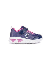 Geox Kids 8.5UK / PURPLE Geox Girls Purple Slip In Light Up Glitter Mesh Trainer Assister - J45E9A