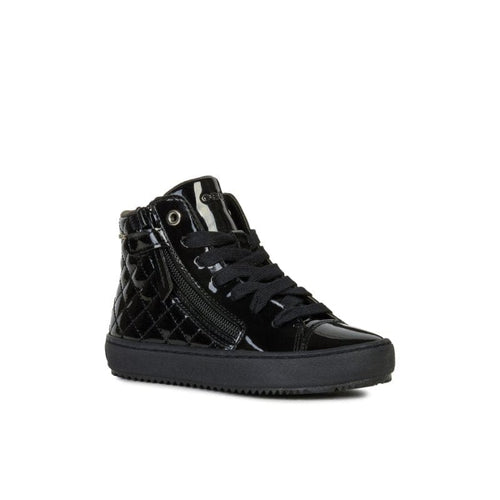 Geox Kids 9UK / BLACK Geox Juniors Patent Black Hightop Boot - J944GD