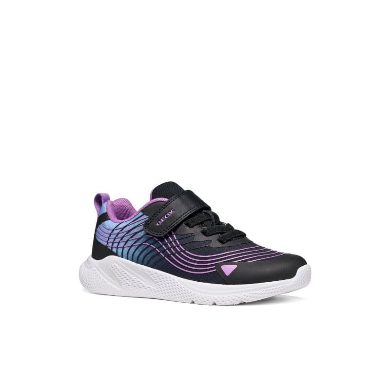 Geox Kids BLACK / 10UK Geox Junior Girl Black Velcro Strap Sprintye Sneakers - J66FWB