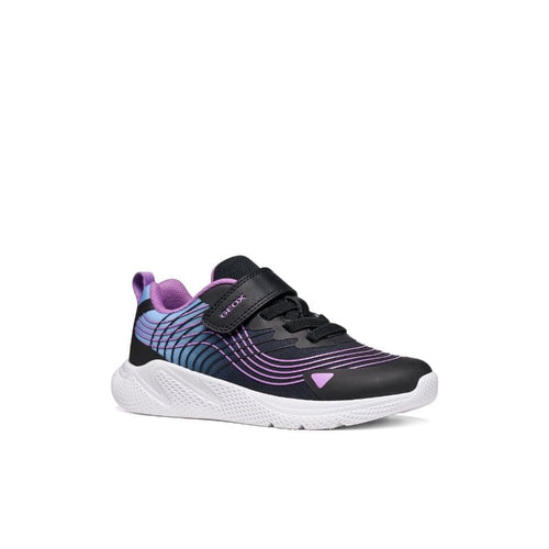 Geox Kids BLACK / 10UK Geox Junior Girl Black Velcro Strap Sprintye Sneakers - J66FWB