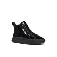 Geox Kids BLACK / 10UK Geox Junior Girl Patent Black High Top Laquinny Sneakers - J56M3F