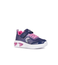 Geox Kids Geox Girls Purple Slip In Light Up Glitter Mesh Trainer Assister - J45E9A