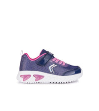 Geox Kids Geox Girls Purple Slip In Light Up Glitter Mesh Trainer Assister - J45E9A