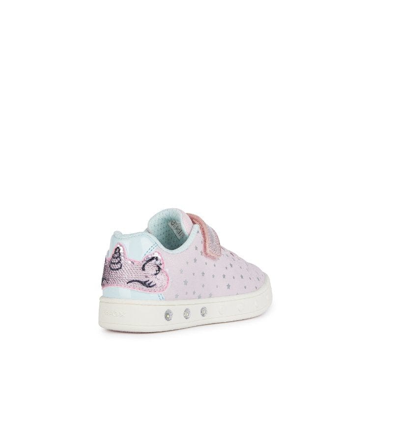 Geox Kids Geox Girls Slip In Pink Light Up Unicorn Casual Trainer Skylin - J458WC