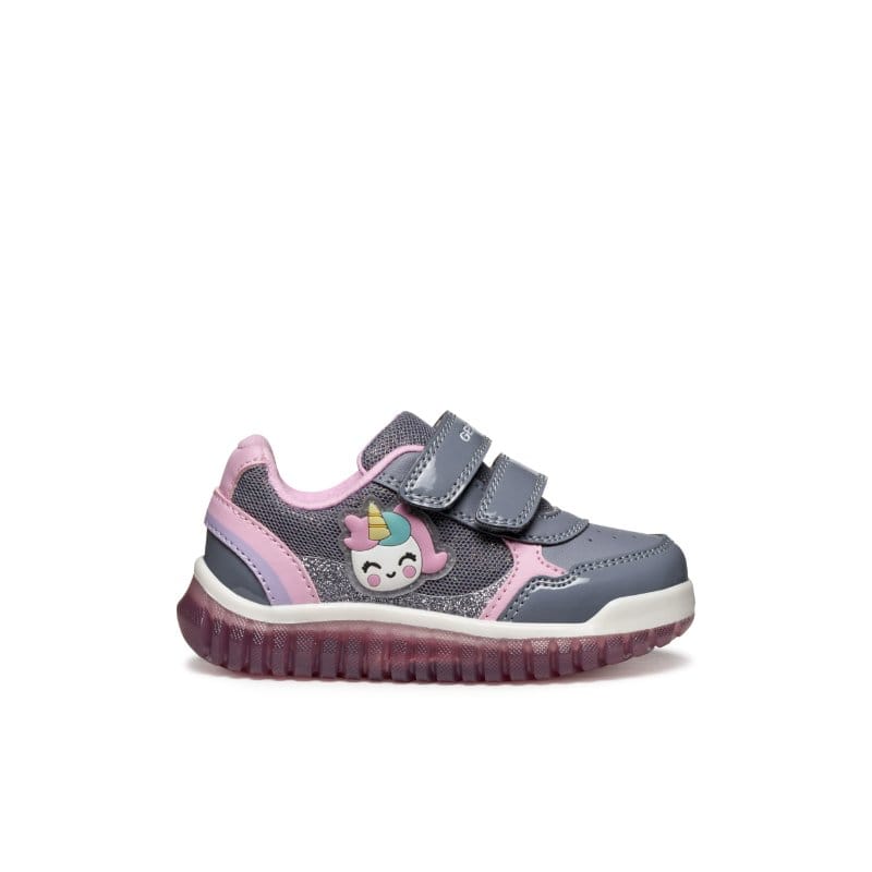 Geox Kids Geox Infants Girls Grey Double Strap Lightyloo Sneakers - B5661A