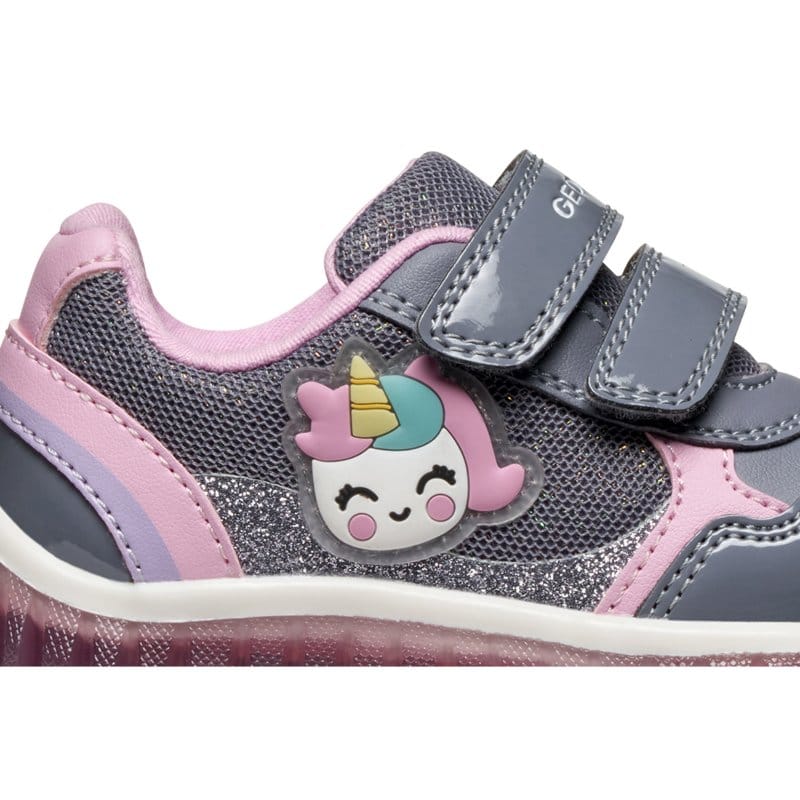 Geox Kids Geox Infants Girls Grey Double Strap Lightyloo Sneakers - B5661A