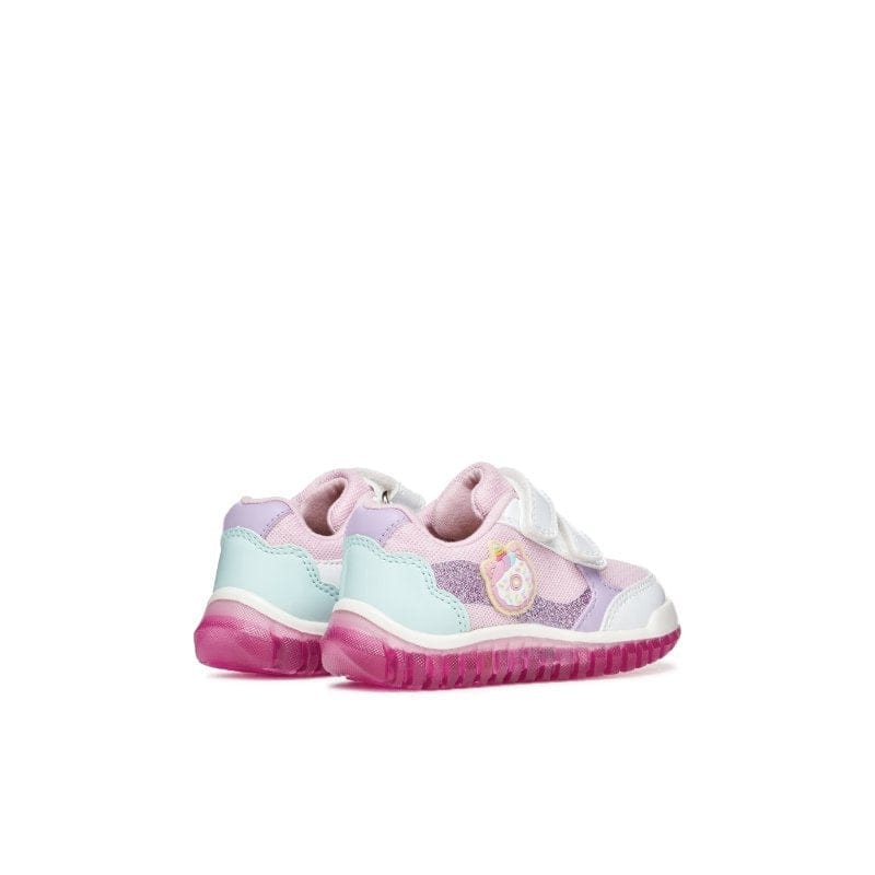 Geox Kids Geox Infants Girls White Riptape Closure Lightyloo with Lights Sneakers -  B6561A
