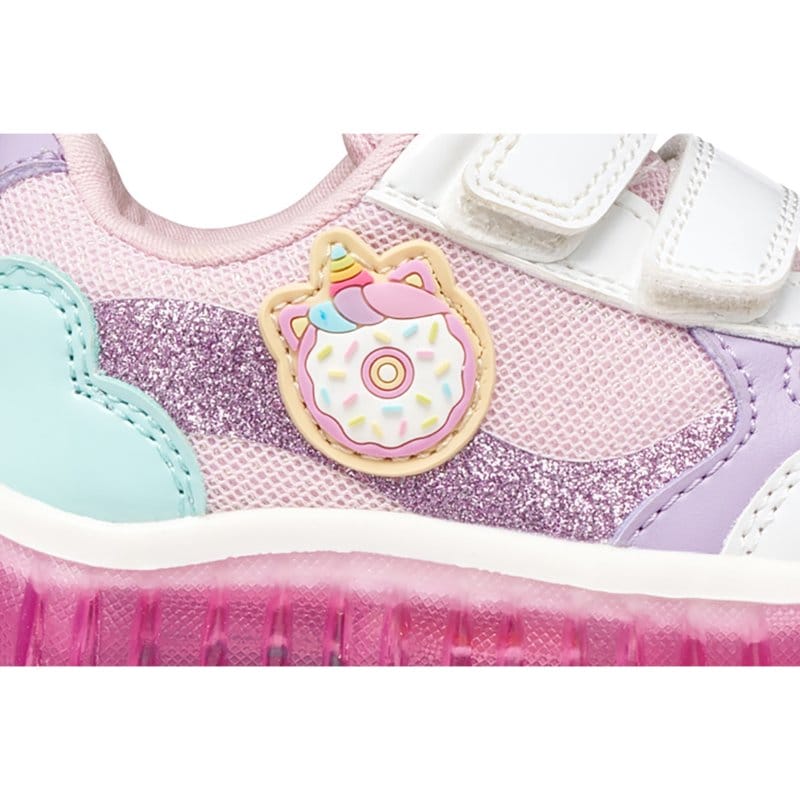 Geox Kids Geox Infants Girls White Riptape Closure Lightyloo with Lights Sneakers -  B6561A