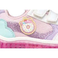 Geox Kids Geox Infants Girls White Riptape Closure Lightyloo with Lights Sneakers -  B6561A