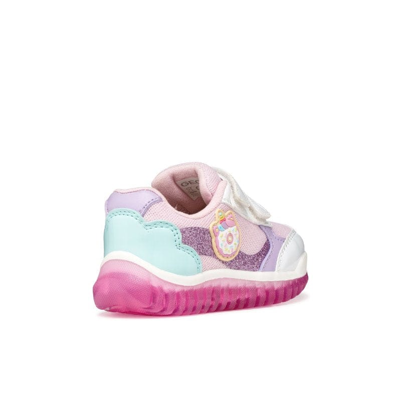 Geox Kids Geox Infants Girls White Riptape Closure Lightyloo with Lights Sneakers -  B6561A