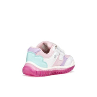 Geox Kids Geox Infants Girls White Riptape Closure Lightyloo with Lights Sneakers -  B6561A