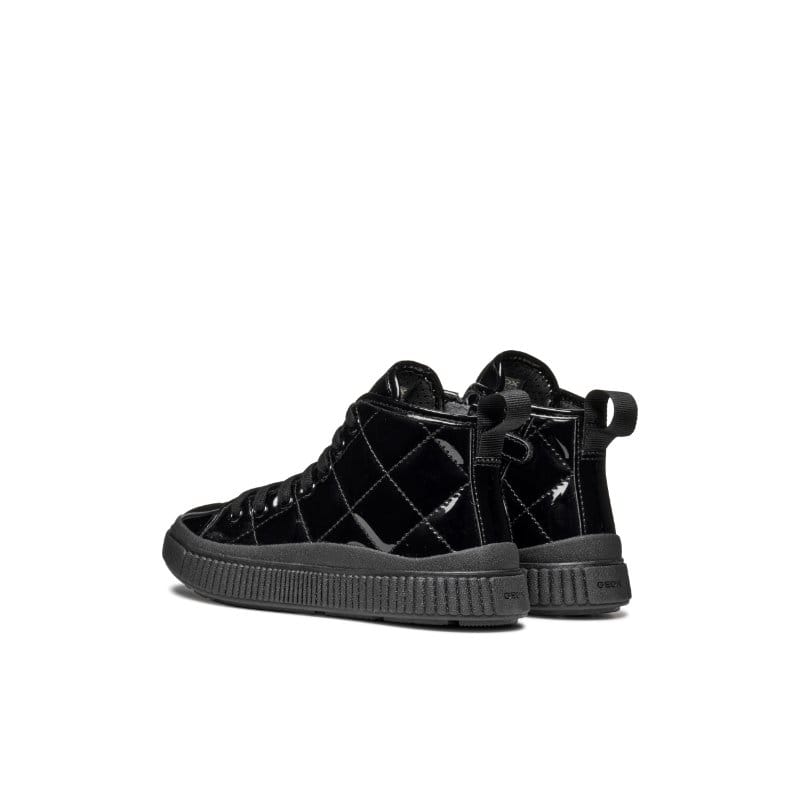 Geox Kids Geox Junior Girl Patent Black High Top Laquinny Sneakers - J56M3F