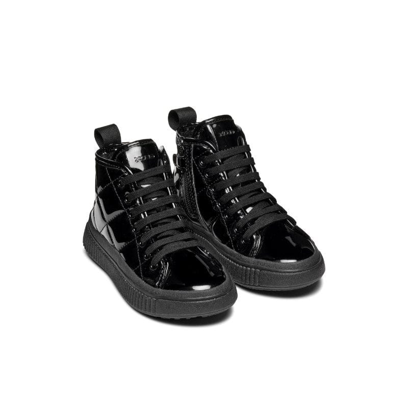 Geox Kids Geox Junior Girl Patent Black High Top Laquinny Sneakers - J56M3F