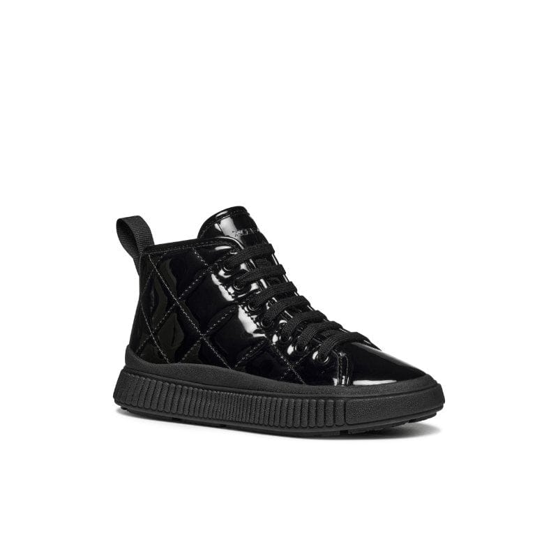 Geox Kids Geox Junior Girl Patent Black High Top Laquinny Sneakers - J56M3F