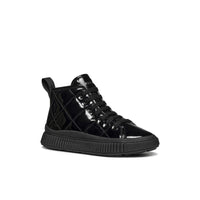 Geox Kids Geox Junior Girl Patent Black High Top Laquinny Sneakers - J56M3F