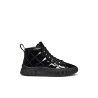 Geox Kids Geox Junior Girl Patent Black High Top Laquinny Sneakers - J56M3F