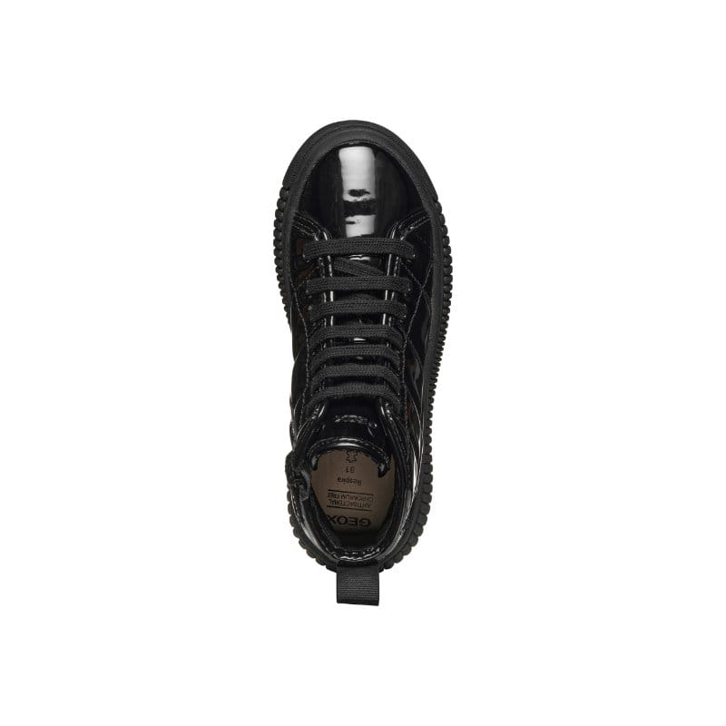Geox Kids Geox Junior Girl Patent Black High Top Laquinny Sneakers - J56M3F