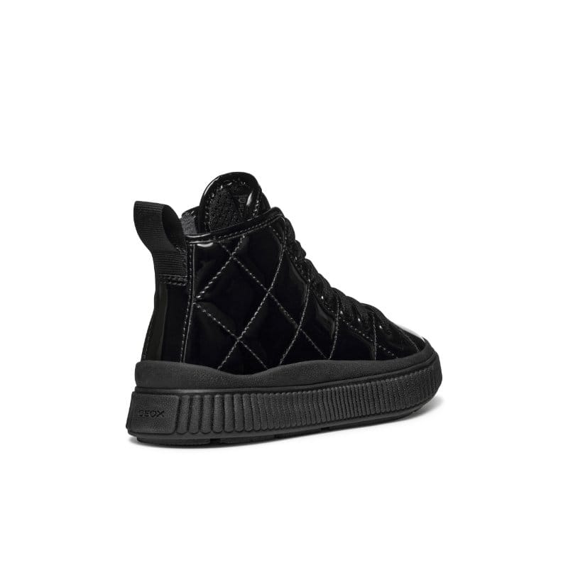 Geox Kids Geox Junior Girl Patent Black High Top Laquinny Sneakers - J56M3F