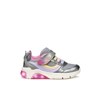 Geox Kids Geox Junior Girl Silver Fadinlight With Lights Sneakers - J55M4A