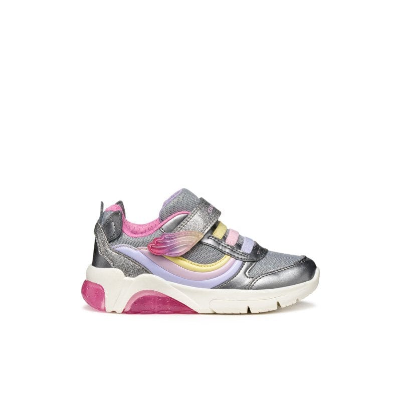 Geox Kids Geox Junior Girl Silver Fadinlight With Lights Sneakers - J55M4A