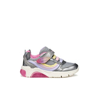 Geox Kids Geox Junior Girl Silver Fadinlight With Lights Sneakers - J55M4A
