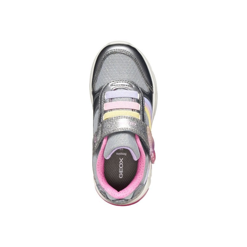 Geox Kids Geox Junior Girl Silver Fadinlight With Lights Sneakers - J55M4A