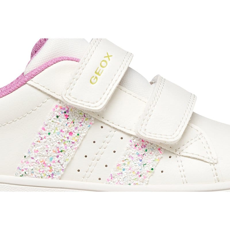 Geox Kids Geox Junior Girl White Velcro Straps Eclyper Sneakers - J45LRA