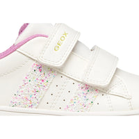Geox Kids Geox Junior Girl White Velcro Straps Eclyper Sneakers - J45LRA