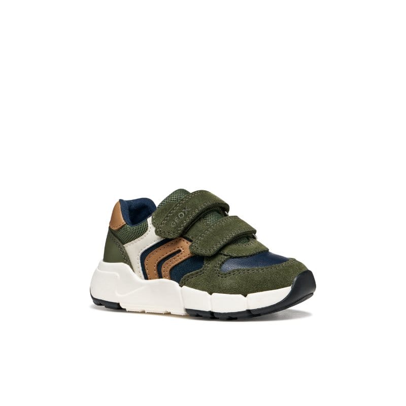 Geox Kids GREEN / 5UK Geox Infants Boys Green Double Strap Flexyper Mini Sneakers - B656GC