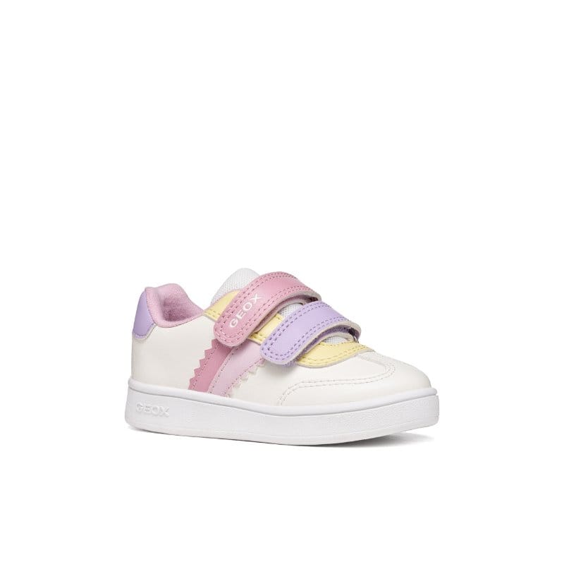 Geox Kids WHITE / 3.5UK Geox Infants Girls White Double Strap Eclyper Sneakers - B665MA