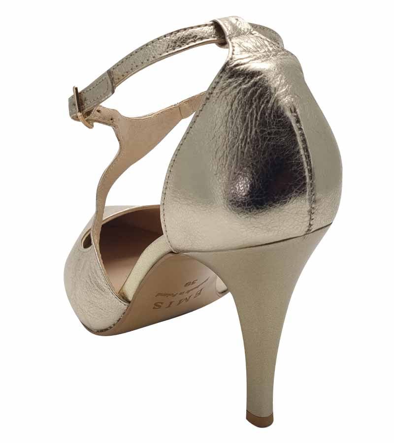 GEOX Womens Emis Womens Wrap Ankle Strap Gold Soft Leather Heel S8106-154